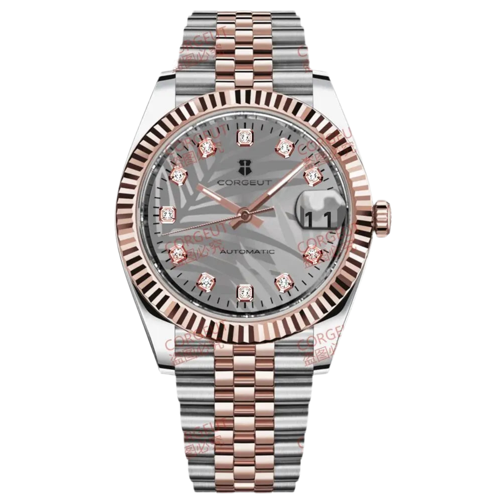 36mm NH35 Diamond Jungle Luxury Business Men's Watch - Automatic Mechanical Sapphire Watch with Date Display Magnifier