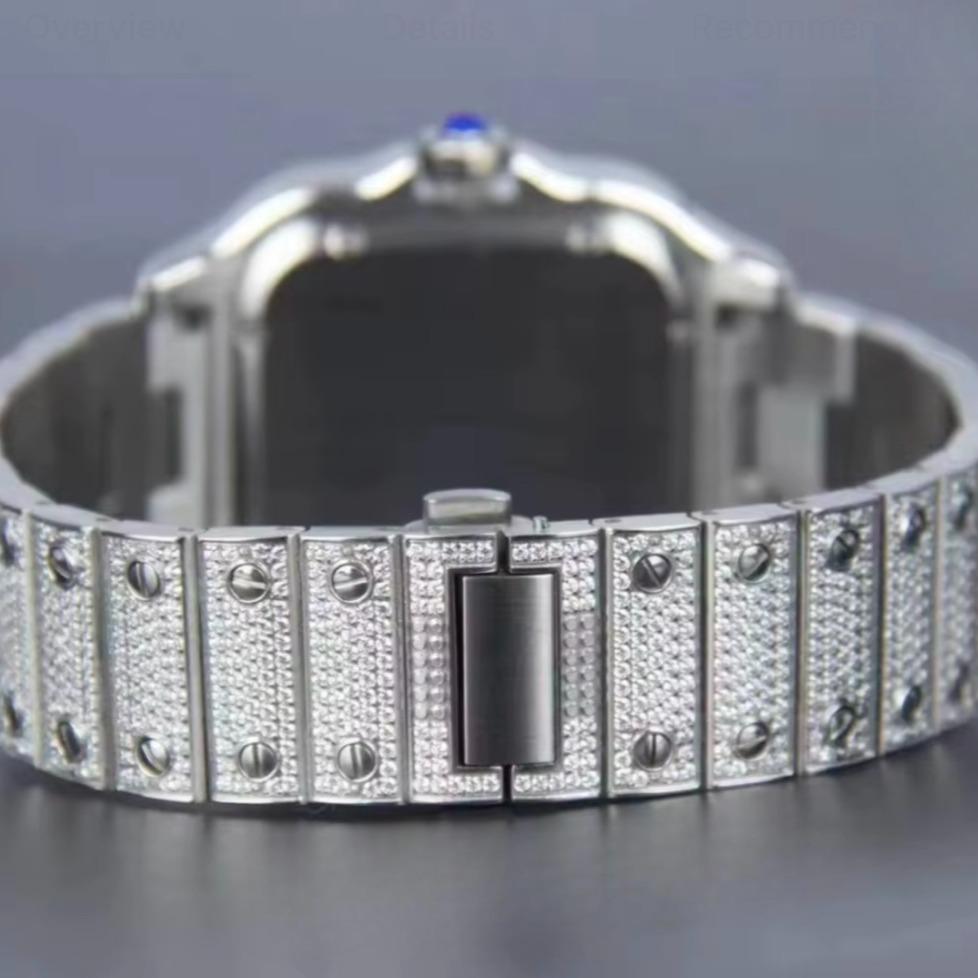 high quality square Roman numeral iced watch, waterproof stainless steel.