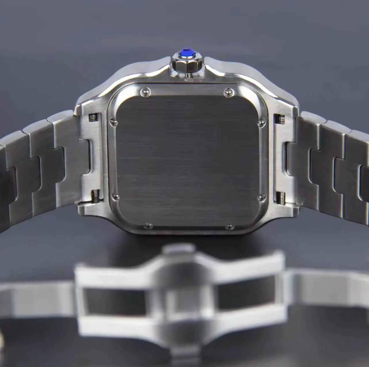 high quality square Roman numeral iced watch, waterproof stainless steel.