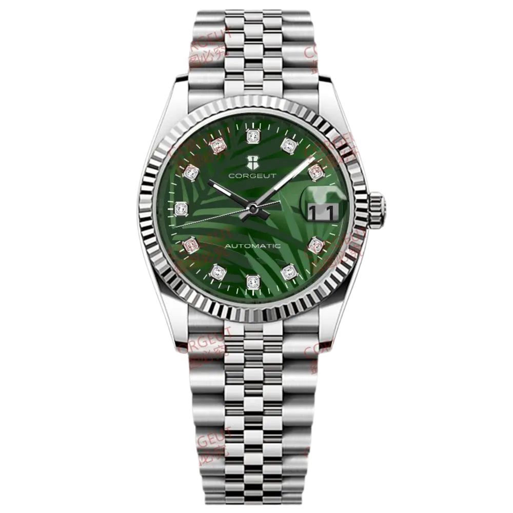 36mm NH35 Diamond Jungle Luxury Business Men's Watch - Automatic Mechanical Sapphire Watch with Date Display Magnifier