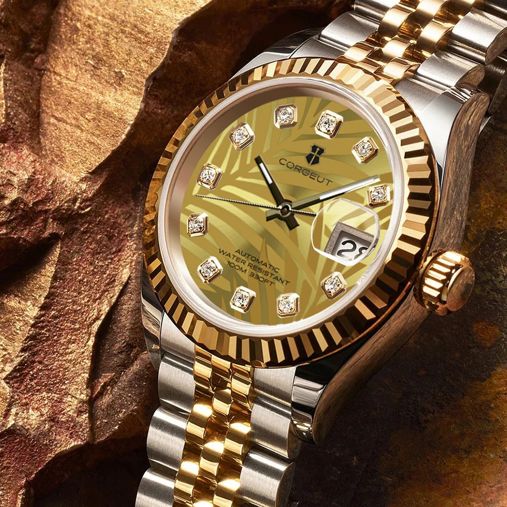 36mm NH35 Diamond Jungle Luxury Business Men's Watch - Automatic Mechanical Sapphire Watch with Date Display Magnifier